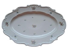 Reichenbach VEB Servierplatte Porzellan Blumendekor Vintage 44x30 cm Weiß