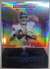 Russell Wilson Panini Rookie And Stars 2025 Airborne Silver Prizm Card Giants. rookie card picture