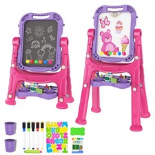 Easel for Kids, Adjustable Standing Art Easel for Toddler, Double Side Drawin...