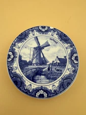 Mini Delfts Blauw Blue & White Plate Watermill Holland #301/V0011 2.75"
