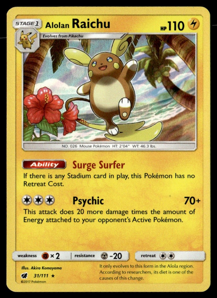 Alolan Raichu Holo Rare SM - Crimson Invasion 31/111 NM Pokémon TCG