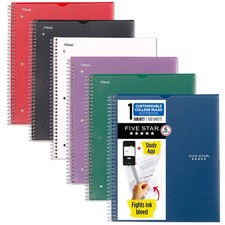 Five Star Spiral Notebook  Study App, 6 Pack, 1 Subject, College Ruled, 8-1/2"