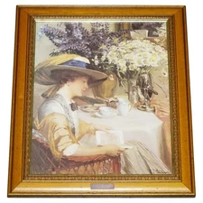 VINTAGE PRINT PAINTING ''SUMMER DAYS'' BY ROBERT STUBNER WOODEN FRAME 63 X 52 CM