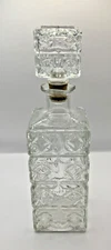 Art Glass Liquor Decanter & Stopper Vintage Cut Glass Prohibition Depression.