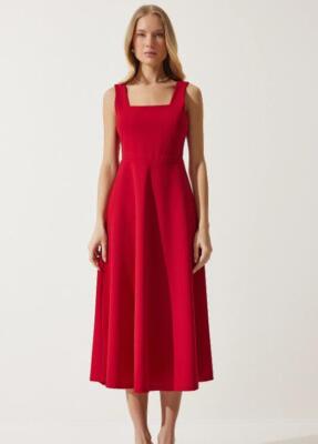 Summer new fashionable suspender square neck backless dress High