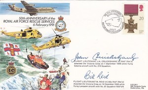 Ac48d Raf Rescue Service Cover Signed Ja Cruickshank Vc Flt Lt Reid Vc Holders Ebay