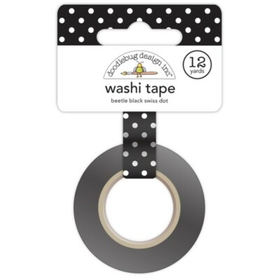 Crafts Doodlebug Washi Tape Beetle Black Swiss Dot White Dots