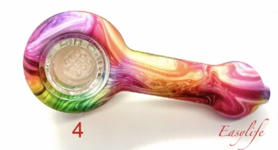 SILICONE SMOKING PIPE W/ GLASS BOWl US SELLER SAME DAY SHIP