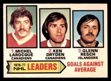 1977 OPC O-Pee-Chee Hockey #6 Goals Against Average Leaders Dryden EX/MT