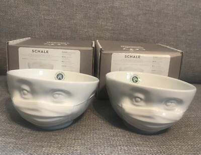 Tassen By Fiftyeight Products “Hopeful” 3D Faces Porcelain 2 Soup|Cereal Bowls