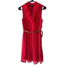 Forever 21 Red Chiffon Ruffled Heart Dress with Belt