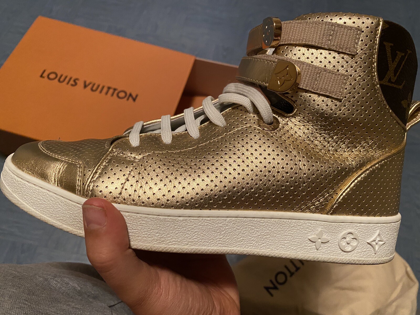 Sneakers Louis Vuitton Boombox 37 Monogram Doree Blanc eBay