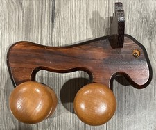 VINTAGE ROLLING MOOSE WOODEN TOY W WHEELS W/ GOOGLY EYES BACK MASSAGER