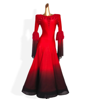 long sleeve salsa dress Women black red tassels v neck long sleeves latin dance dresses for female  salsa rumba chacha dance fringe dresses