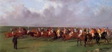 HORSE RACE DERBY JOCKEY RACING PAINTING ART BY JOHN FREDERICK HERRING REPRO