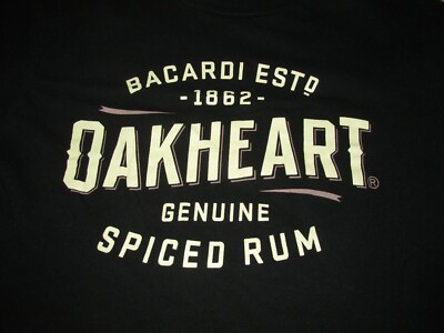 Bacardi Oakheart Genuine Spiced Rum T Shirt Size XL Bar Pub Cuban Cuba Barrel 