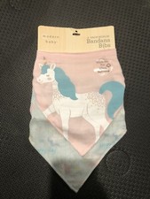NWT Modern Baby Girl Pink Blue Unicorn Rainbow Bandana Muslin Bibs Set Of 2