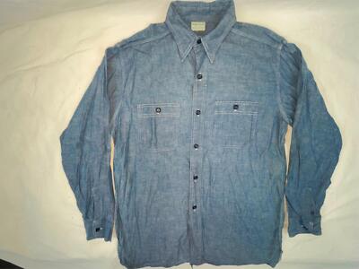 Vtg 40s 50s Mens Medium Sears Hercules Button Chambray Long Vtg 40s 50s Mens Medium Sears Hercules Button Chambray Long