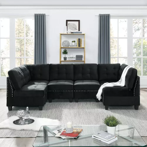 Velvet black sectional deals