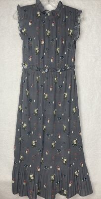 Ted Baker London Womens Small Dress Grey Toppaz Oracle Plisse Pleated  Smocked