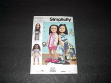 Simplicity Pattern 9874  Adorable Outfits for 18" Dolls'   New Issue  Uncut