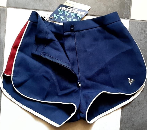 Vintage 80s DUNLOR SportsWear Short Sprint Shorts Blue Polyester Size W-66cm/26" - Picture 2 of 14