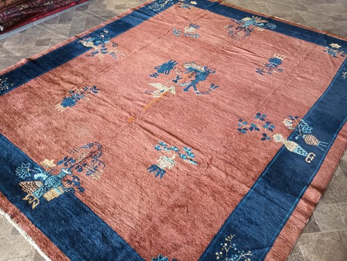 Antique Carpet 8x10' ART DECO CHINESE RUG COPPER #F-5881 - Picture 2 of 8