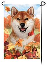 Shiba Inu Falling Leaves Garden Flag