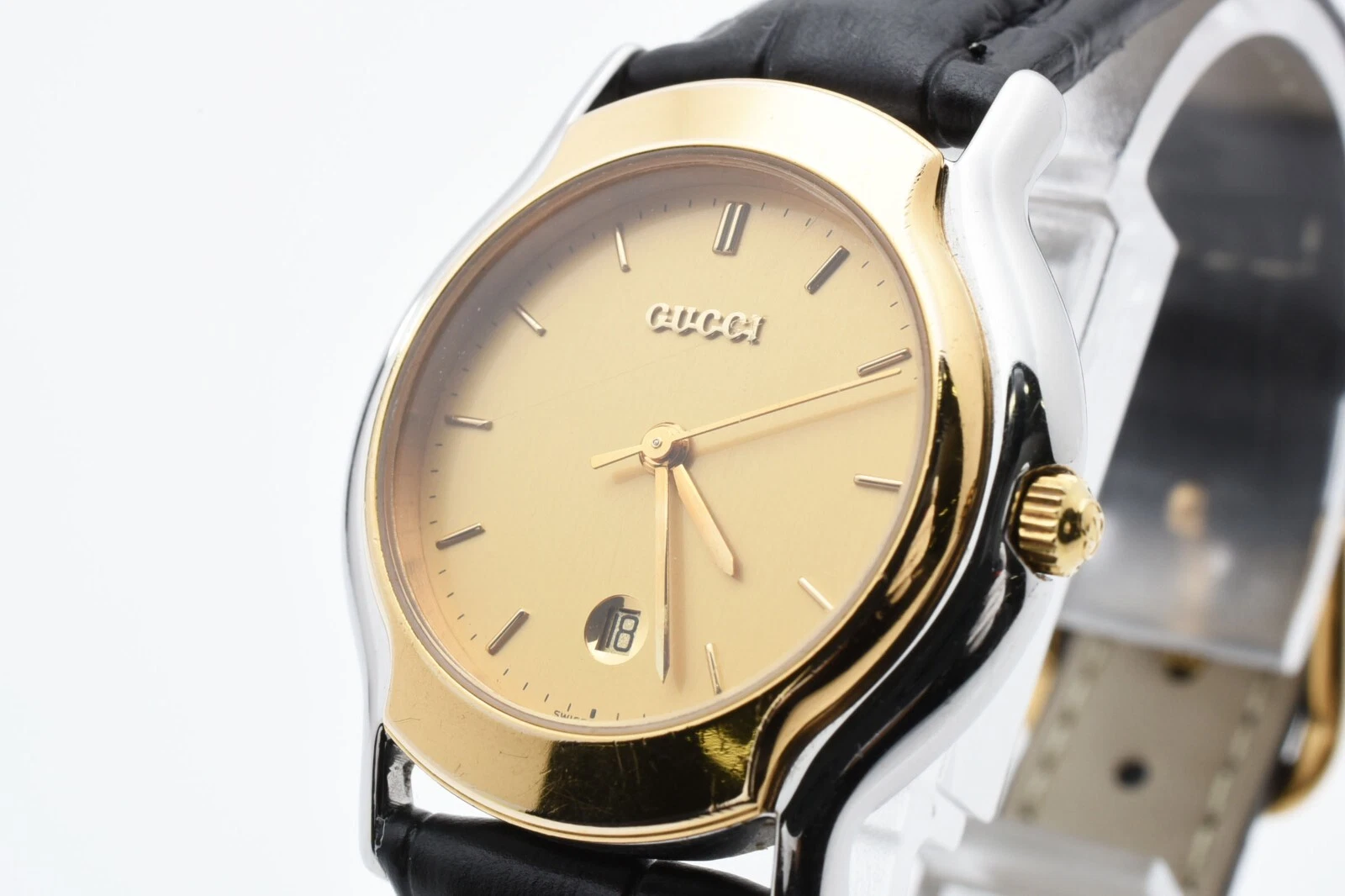 Rare montre vintage [Exc+5] GUCCI 8000L combinaison cadran doré montre 20,0 cm
