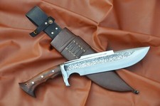 Free Shipping Custom Handmade Hand Forged Bowie Knife with Leather Sheath
