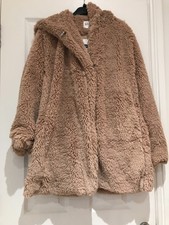 Bnwt Gap Soft Fluffy Faux Fur Teddy Bear Hooded Coat Brown Size M