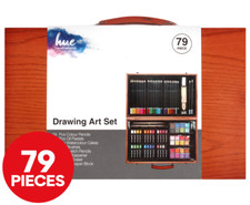 79 Piece Art Box Wooden Set Pastel Water Crayon Colouring Painting Drawing Wood