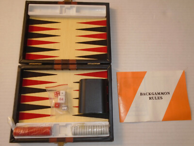 Vintage Backgammon Game Compact 9'' x 6.75'', in case w/Instructions, NOT USED