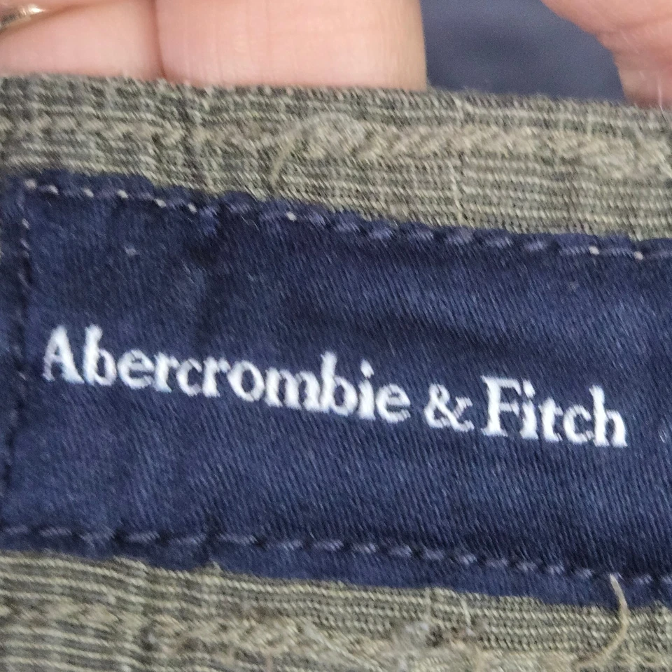 Pantalones Cortos Mujer Abercrombie & Fitch Medianos Verde Mezcla de Lino Cordón Foto 4 de 4