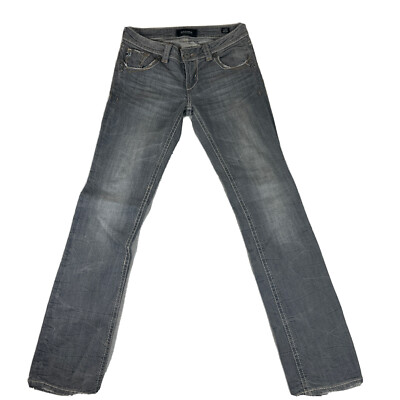 MEK Denim Haboro Straight Jeans Gray Wash Distressed 27x34 GUC
