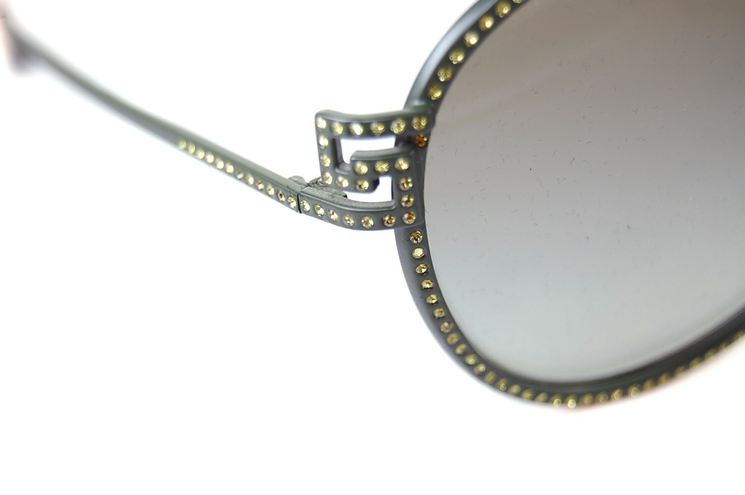 VERSACE 2171B 1392/8E Women Large DIAMANTE Pilot Sunglasses Military Green RARE! image 8
