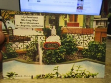 D3 CALIFORNIA Old Postcard Los Angeles Chinatown Lily Pond Gin Ling Way Buddha