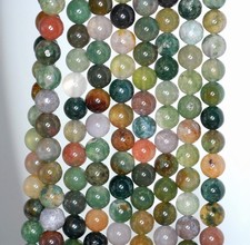 4MM BOTANICAL MOSS AGATE GEMSTONE ROUND LOOSE BEADS 15.5"
