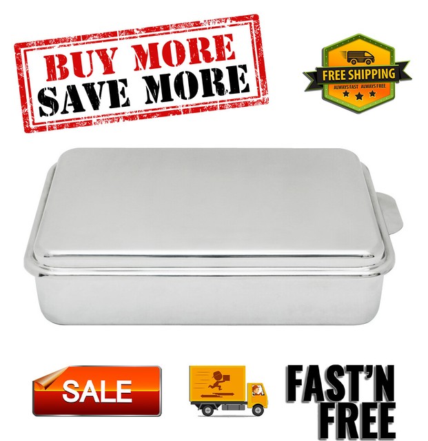 Stainless Steel 9 X 13 Inches Covered Cake Pan, High materials, Silver