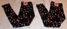 NEW NWT CHRISTMAS HOLIDAY PRINT LIGHTS BLACK STRETCH LEGGINGS LADIES WOMENS M L
