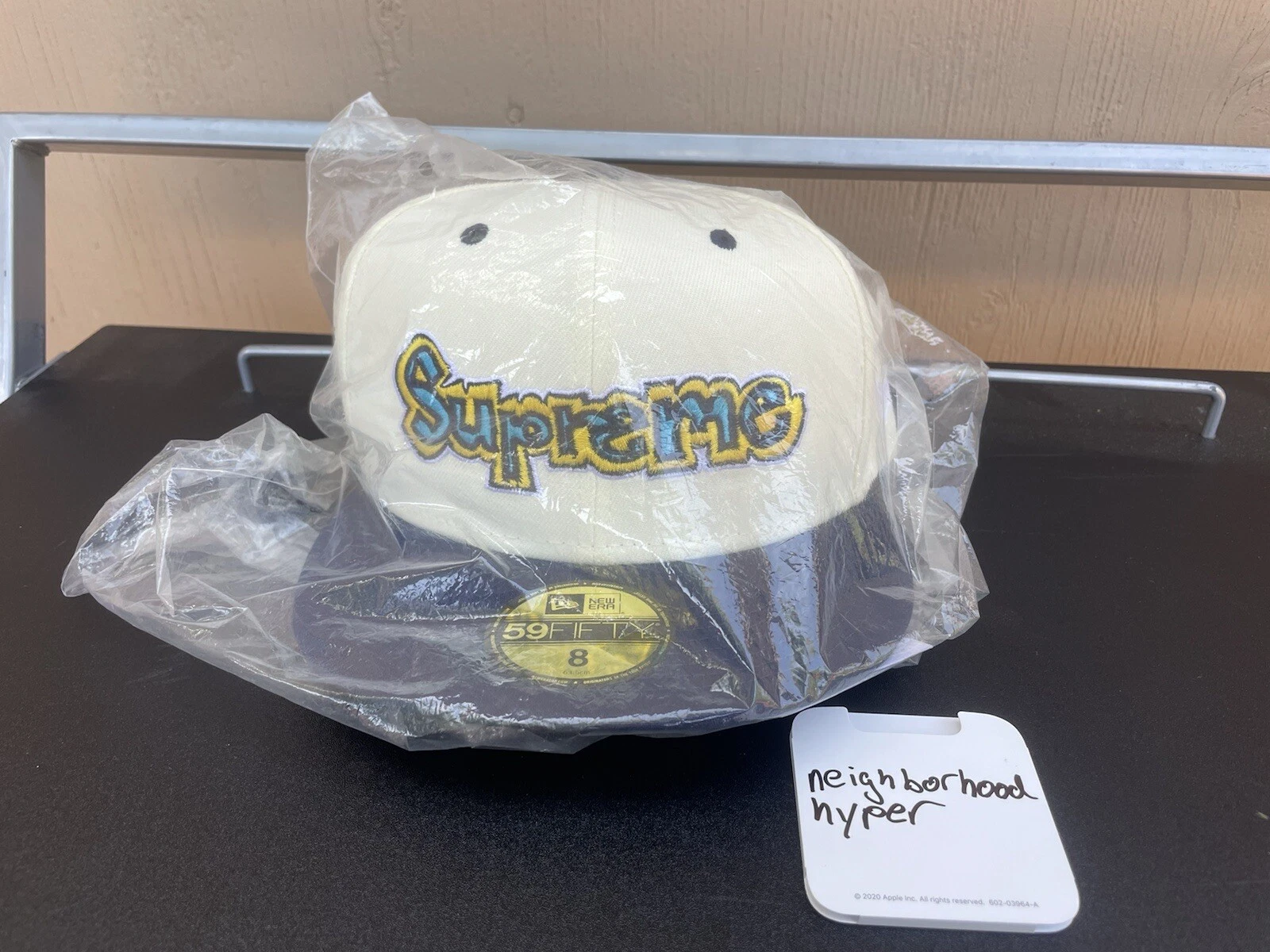 Supreme SS21 Gonz Logo New Era 59FIFTY Hat Size 8 Natural Colorway Mark Gonzales