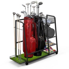 TooCust Golf Bag Storage Rack for Garage   Heavy Duty Golf Organizer Fits 2 B...