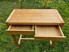 Wooden Console Table / Writing Desk – Mid Century Style – 2 Drawers – Oak