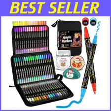 Acrylic Markers Set - 72 Colors, Dual Tip Design