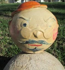 VTG ANTQ 1920S AMERICAN BISQUE BALL SHAPE WW1 SOLDIER FACE COOKIE JAR
