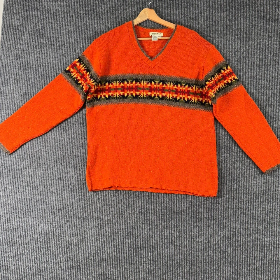 Suéter retro vintage Eddie Bauer para mujer S mezcla de lana Fair Isle cuello en V esquí casa de esquí Foto 4 de 4