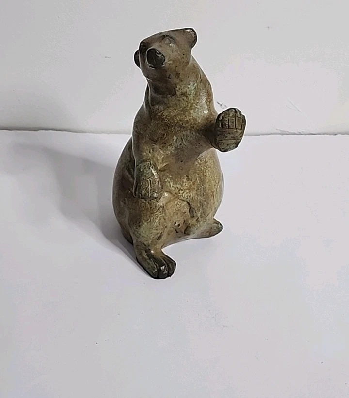 Oso de bronce vintage pintado en frío Foto 2 de 4