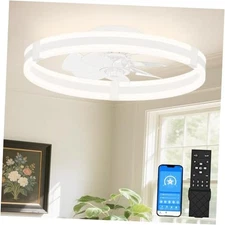  Ceiling Fans with Lights and Remote, 19.7in Low Profile 19.7 inch White