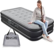 EZINFLATE Air Mattress with Built-in Pump Twin Double Height Inflatable AirBed