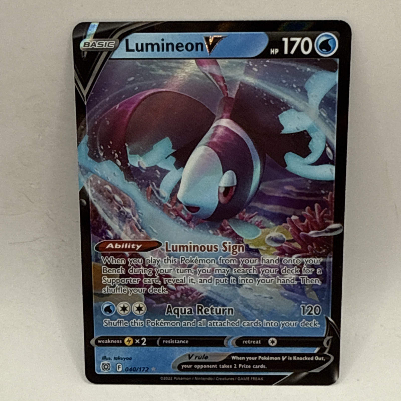 Pokemon TCG Lumineon V 040/172 Brilliant Stars Holo Ultra Rare Card LP